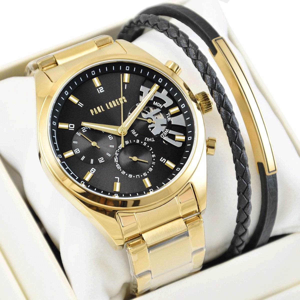 Zestaw męski zegarek Paul Lorens SALADO PL20003B-1D1 + bransoletka