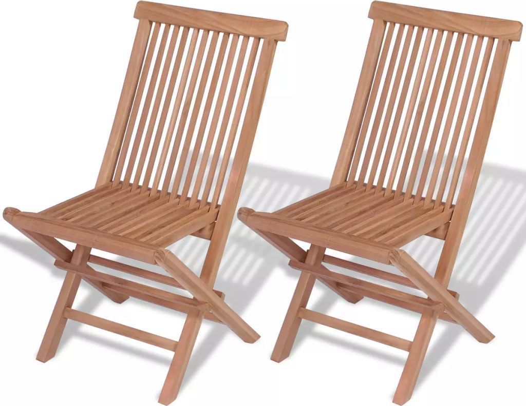 vidaXL Składane krzesła ogrodowe, 2 szt., lite drewno tekowe