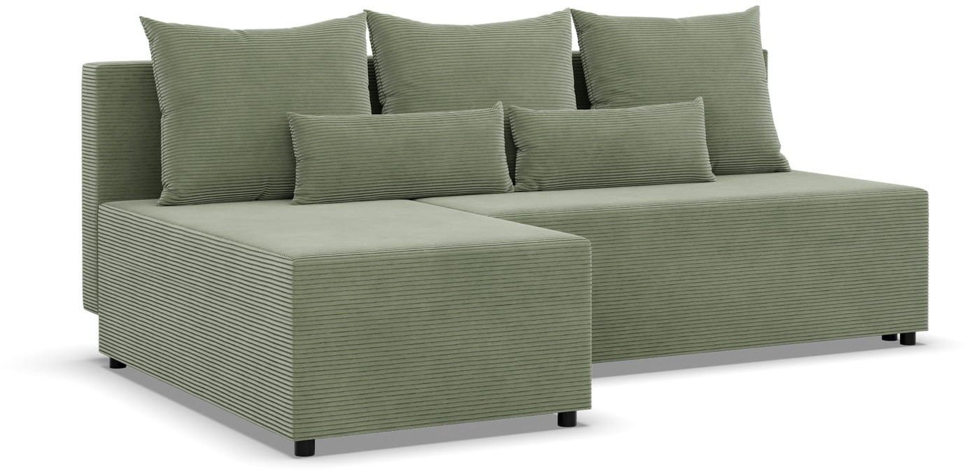 Narożnik z luźnymi poduszkami, Vista, sztruks, 201x137x92 cm, oliwkowy | TYLETEGOTU