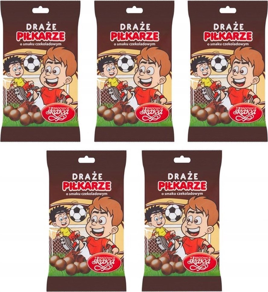 Wadowice Skawa Piłkarze Draże o smaku czekoladowym 70 g x 5 sztuk