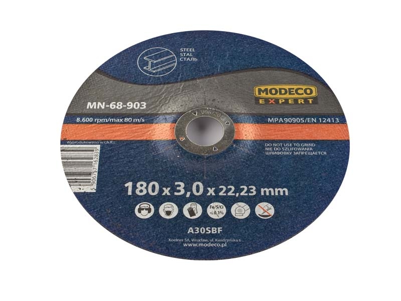 Modeco Ściernica wypukła do cięcia metalu 230x3x22,23mm 25szt. - MN-68-905