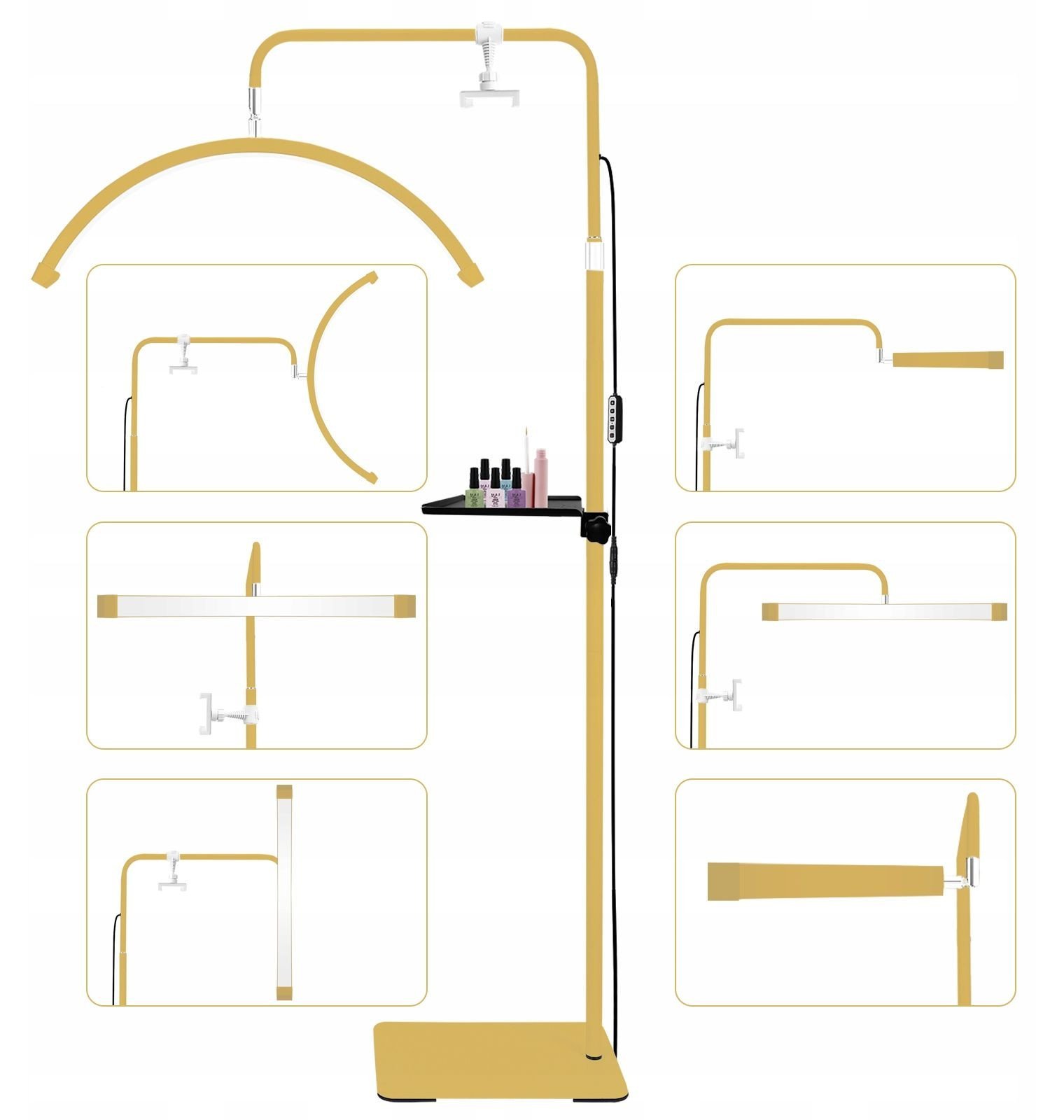 Lampa LED Kosmetyczna Bezcieniowa Moon do Makijażu Paznokci Rzęs 45W +Pilot / GX580PRO Złoty