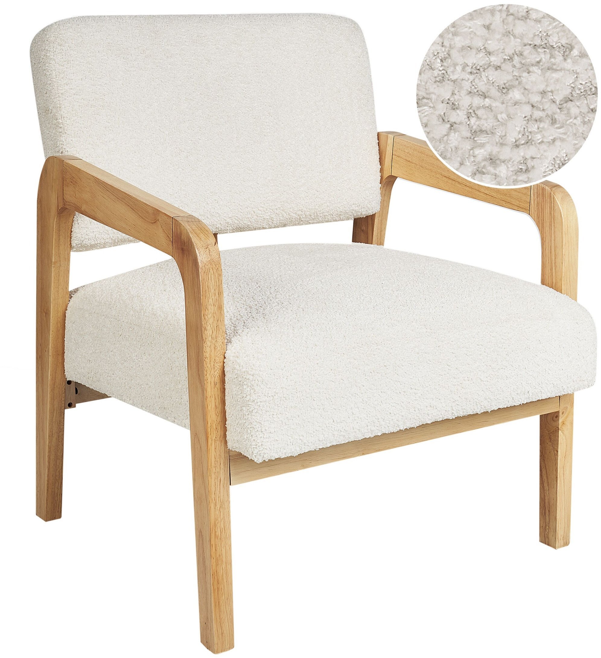 Beliani Fotel HJO Boucle Złamana biel