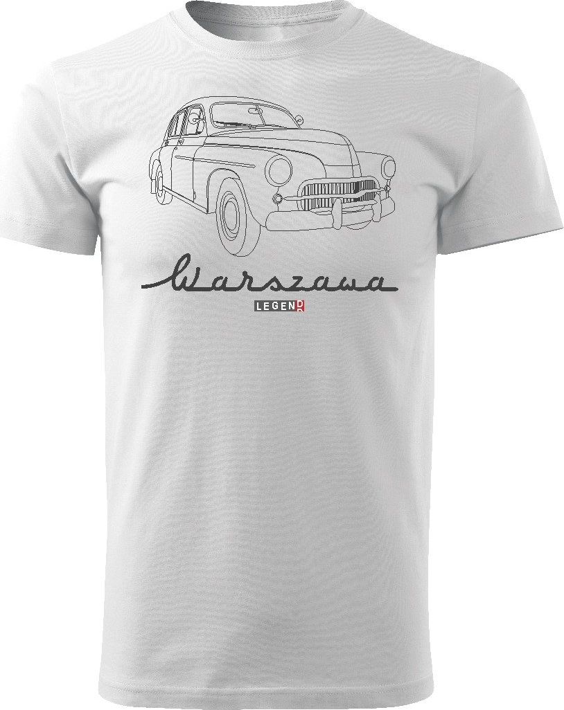 Topslang Koszulka z samochodem Warszawa męska biała REGULAR XXL