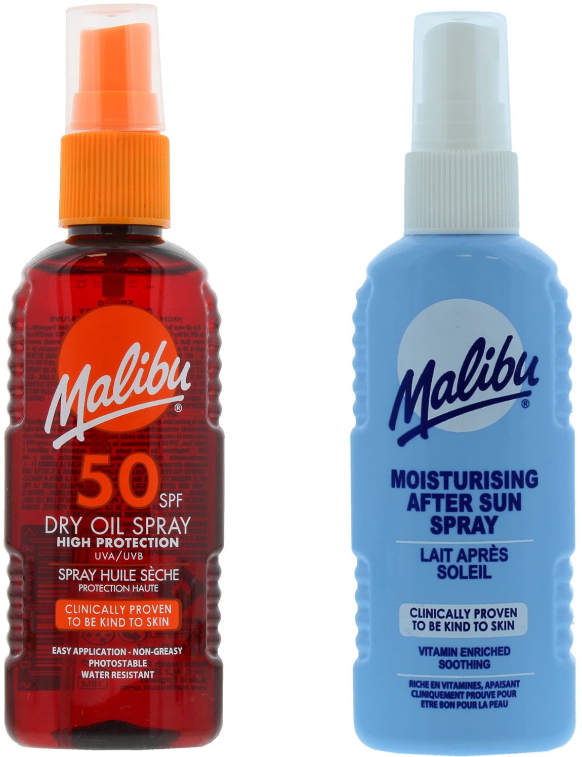 Malibu SPF50 Olejek Brązujący 100ml + Spray Po Opalaniu 100ml