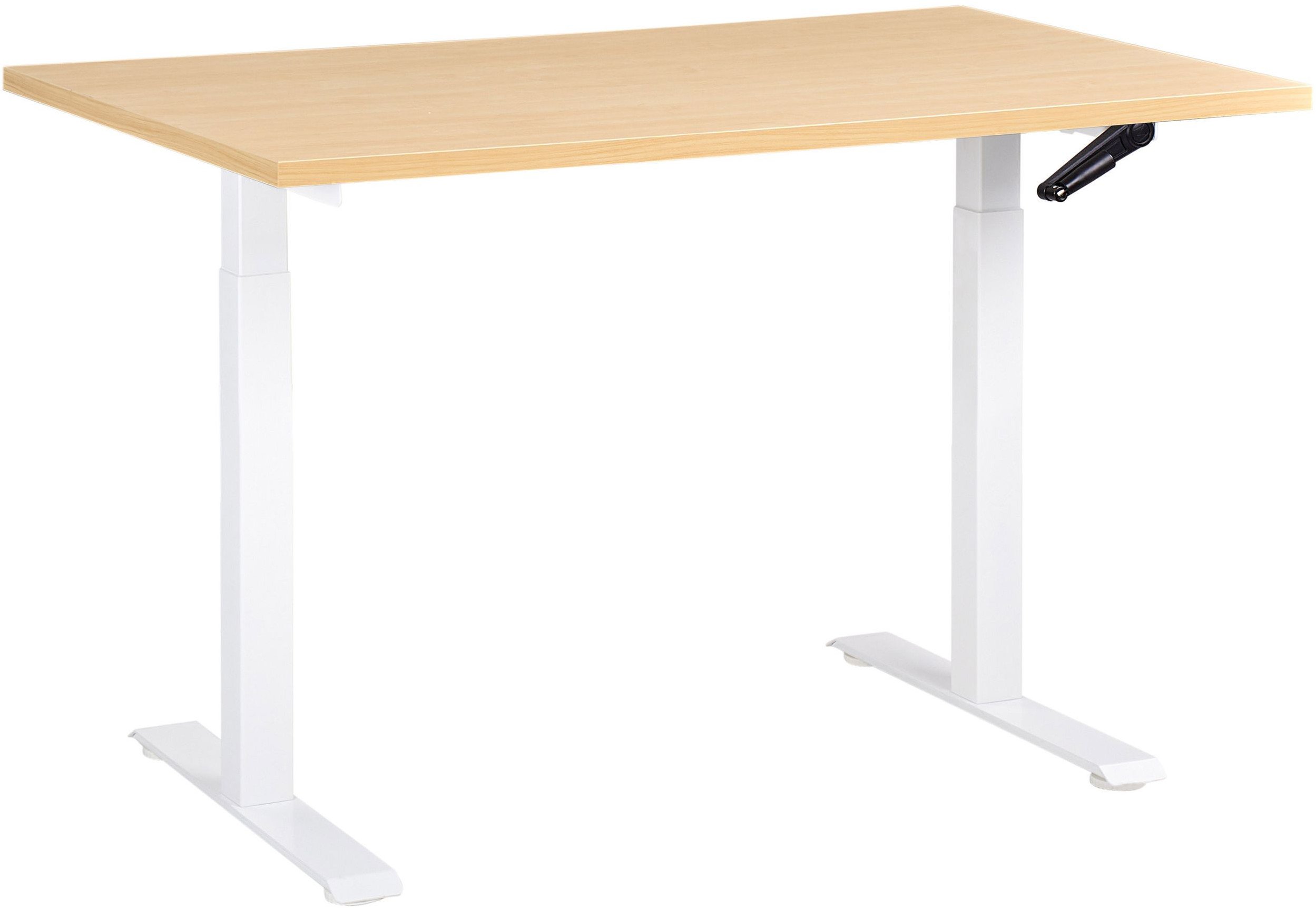 Biurko regulowane manualnie DESTINES Jasny brąz/ biały 120 cm 60 cm