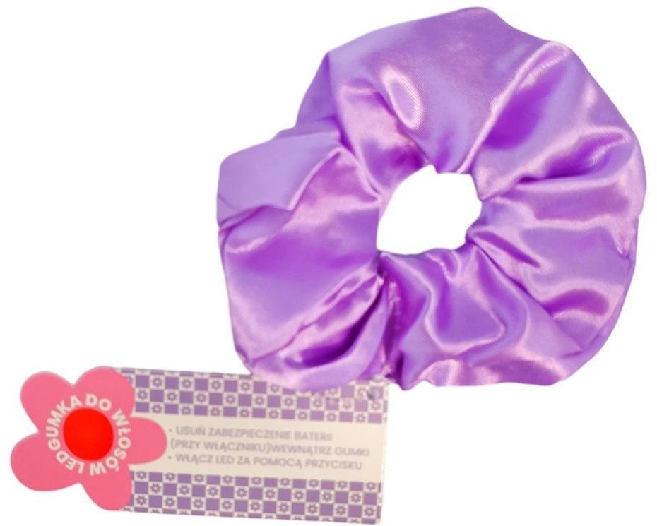 Gumka scrunchie do włosów led jasny fiolet