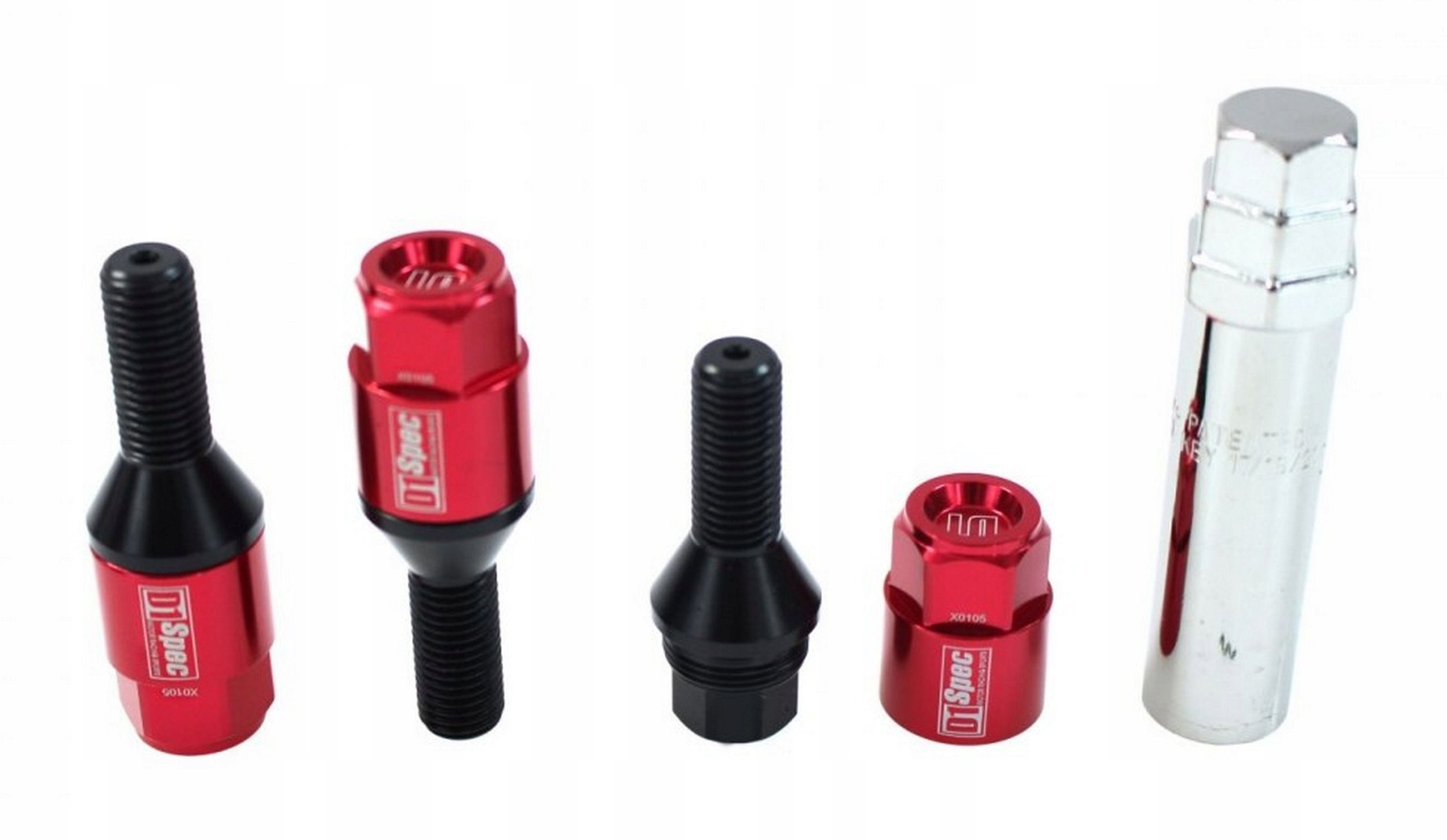 Śruby do kół D1Spec Heptagon 2w1 Stal M14x1,5 30mm Kula Czerwone