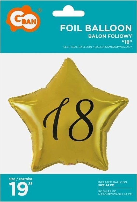 GoDan Balon foliowy 18-stka gwiazda złota