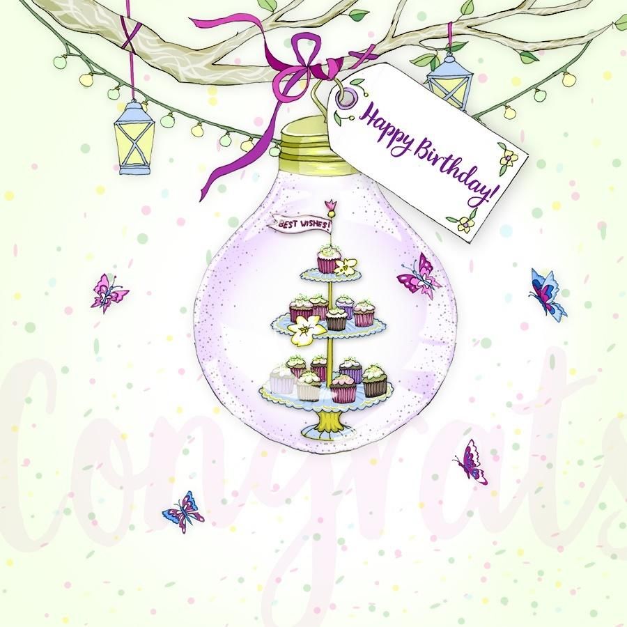 Clear Creation Karnet urodzinowy Swarovski kwadrat tort (CL2805)