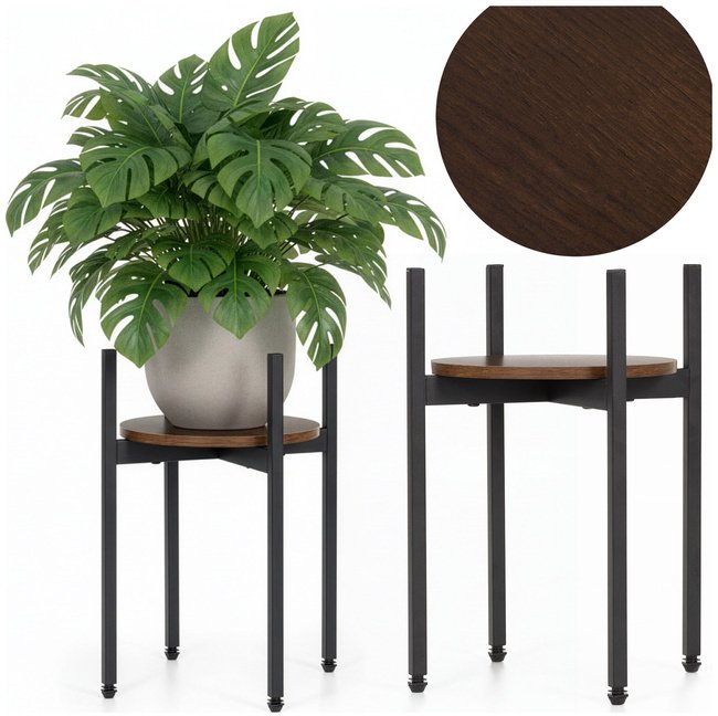 Springos Kwietnik metalowy 42,5 cm stojak na kwiaty loft nowoczesny industrialny czarno-brązowy uniwersalny