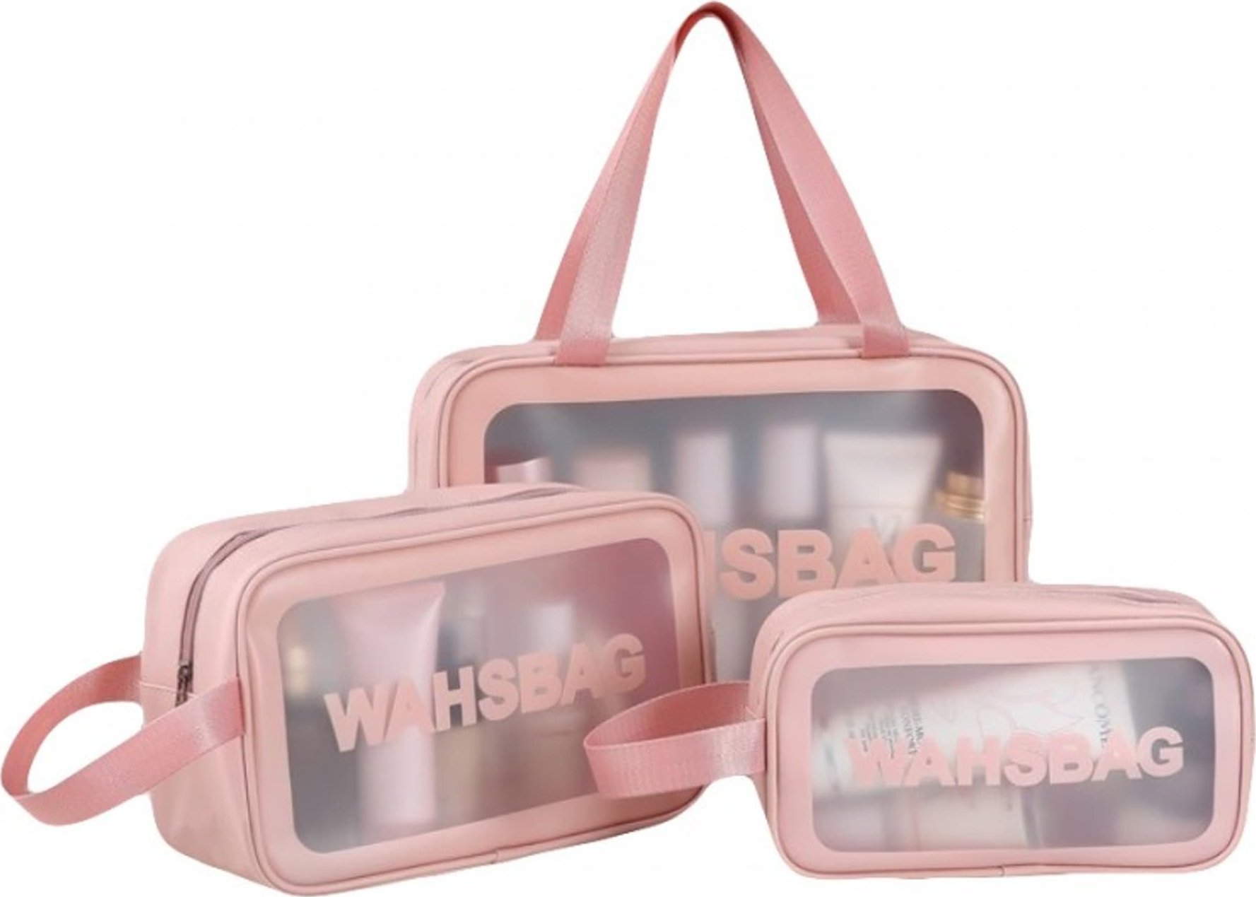 eCarla Kosmetyczka zestaw 3w1 przenośna kuferek 3 rozmiary etui pudrowy róż KS83R