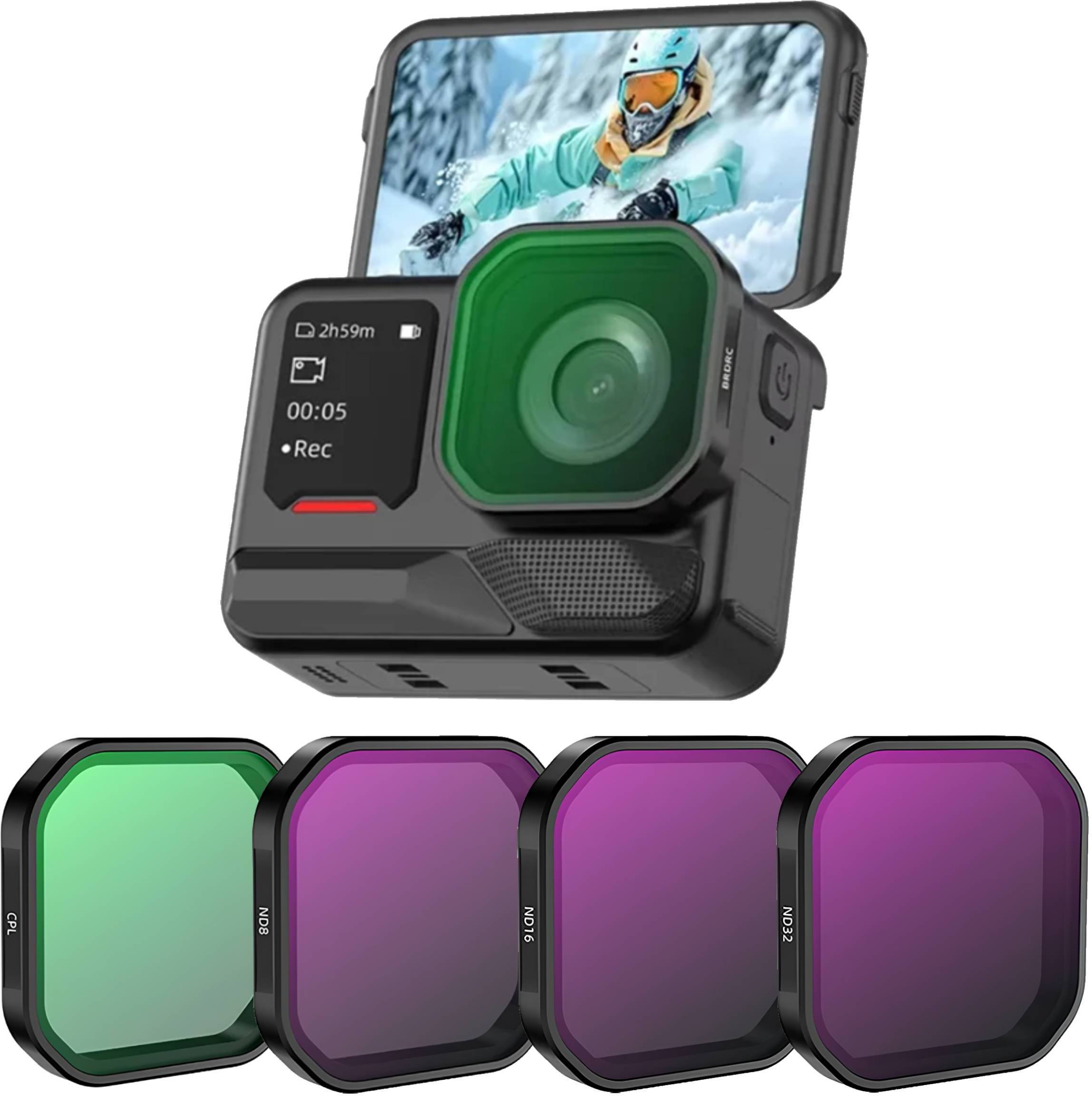 ZESTAW 4 FILTRÓW DO KAMERY INSTA360 ACE PRO 2 - CPL / ND8 / ND16 / ND32 + ETUI