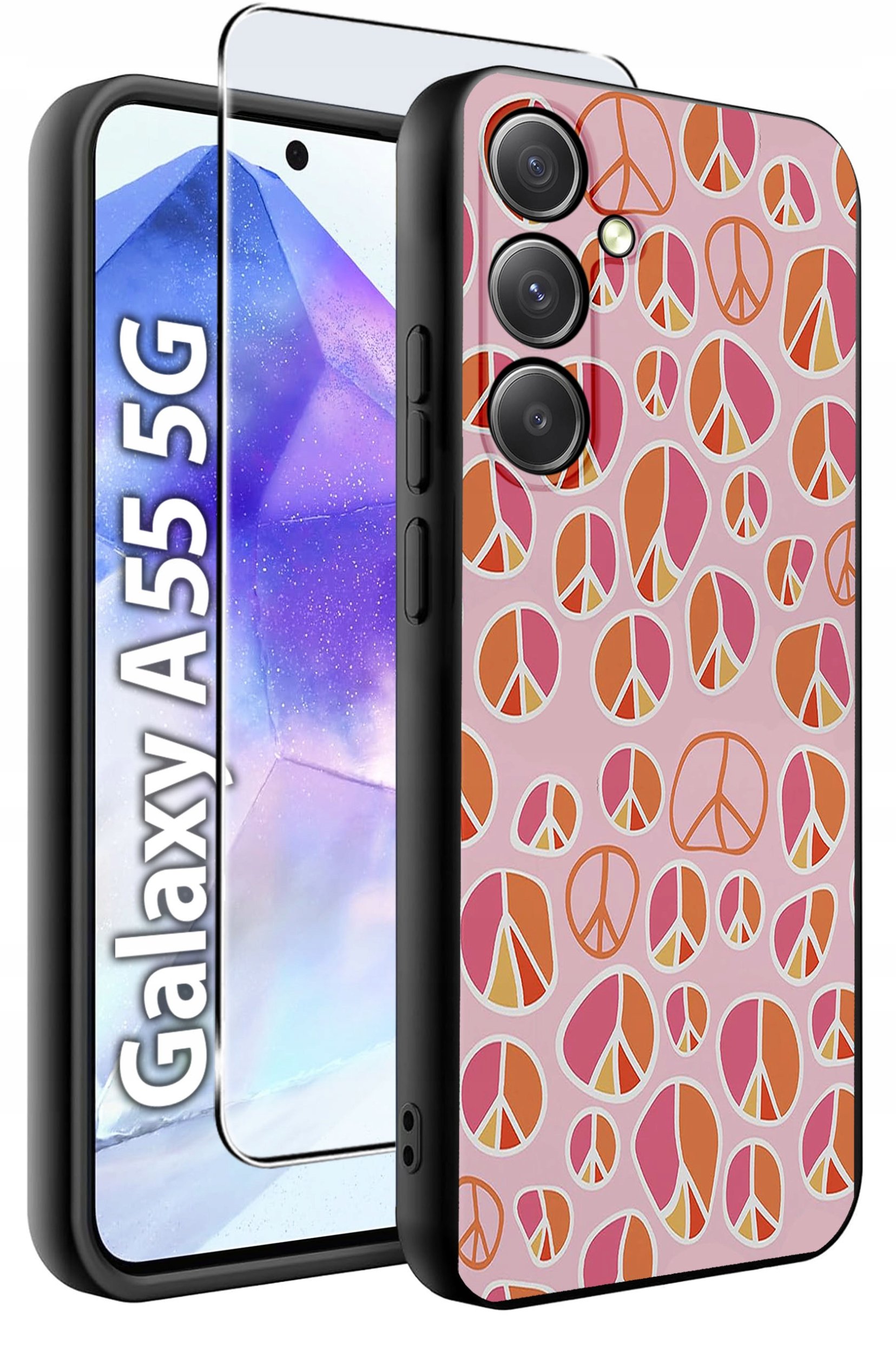 ETUI do Samsung A55 5G WZORY | SILIKONOWE MATT CASE + SZKŁO HARTOWANE 9H