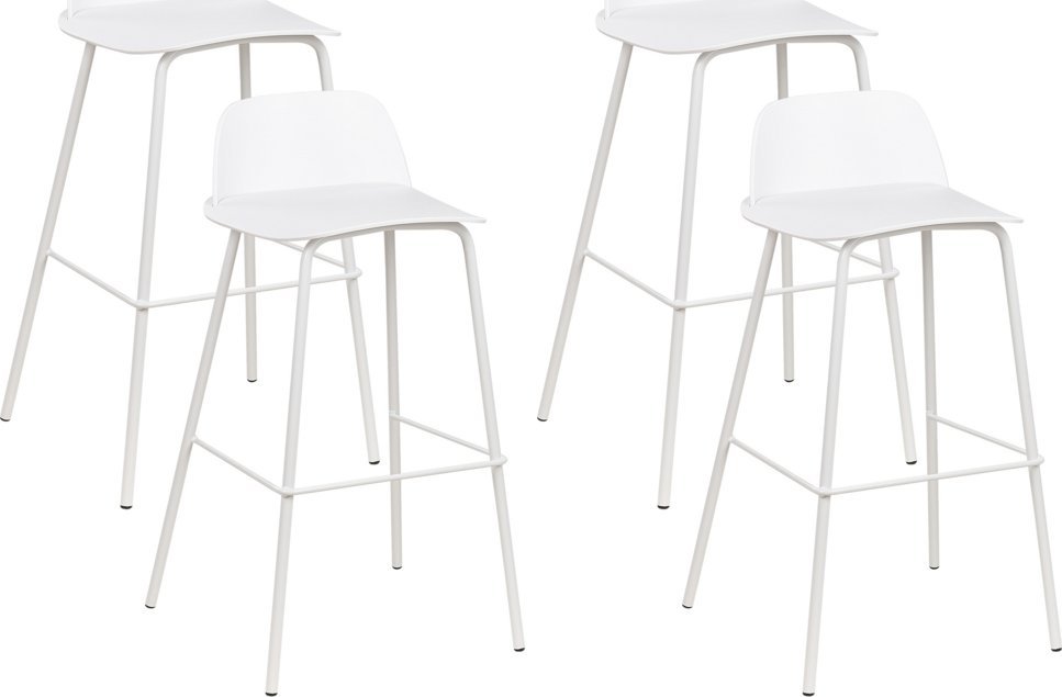 Beliani Zestaw 4 krzeseł barowych biały MORA