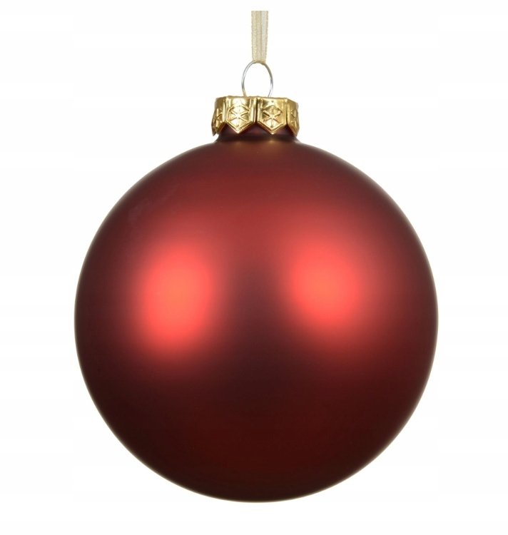 Bombka choinkowa matowa szklana czerwona duża 10 cm 1 szt.