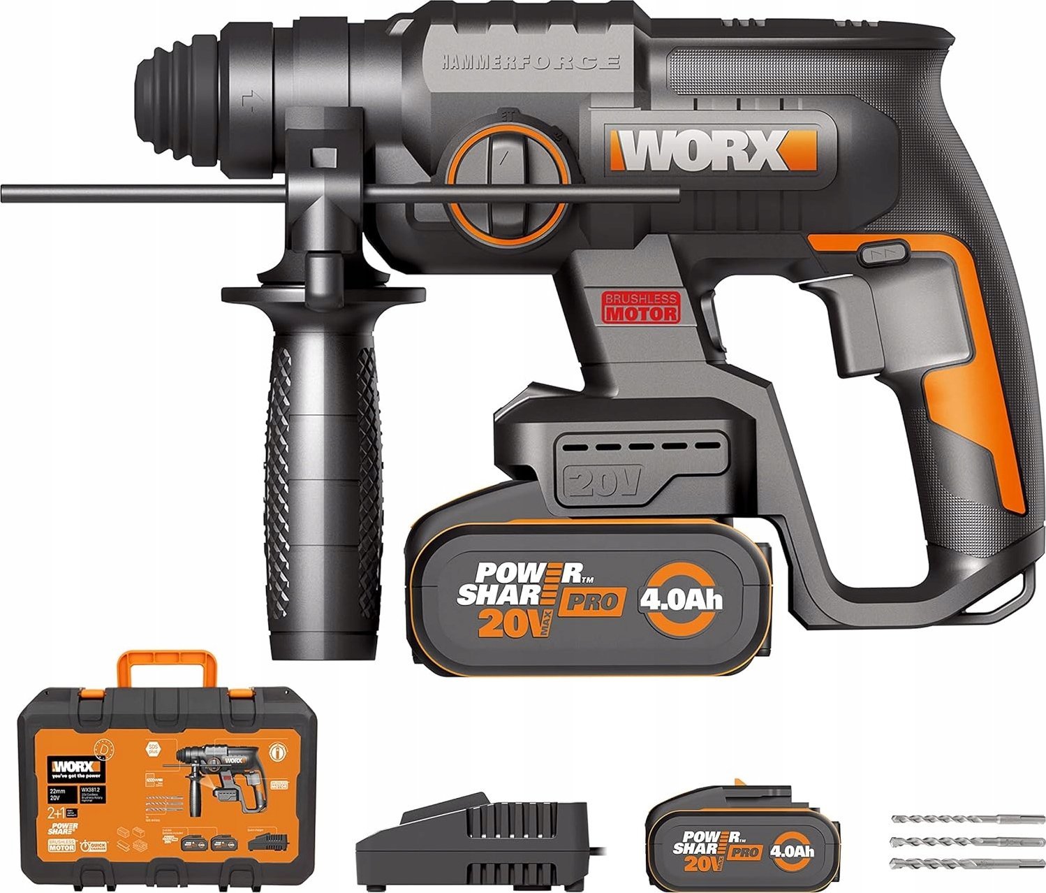 Wiertarko-wkrętarka Worx WORX Nitro 18 V (20 V MAX) WX381.2 PowerShare 2 akumulatory 4 Ah w zestawie