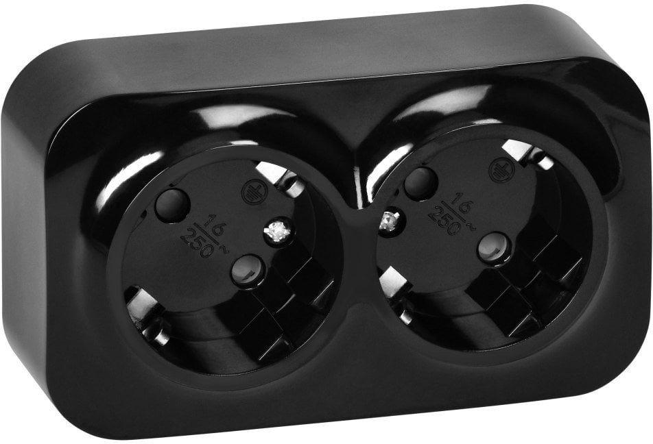 ToDo Gniazdo podwójne 2x2P+Z, 16A/230VAC, IP20,Schuko,Czarne10 sztuk