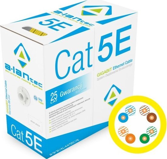 Alantec Kabel skrętka U/UTP kat.5e PVC żółta 305m Alantec
