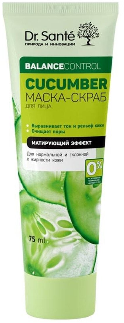 Dr. Sante Maska Scrub Do twarzy Ogórek efekt matujący skóra normalna i przetłuszczająca się 75ml