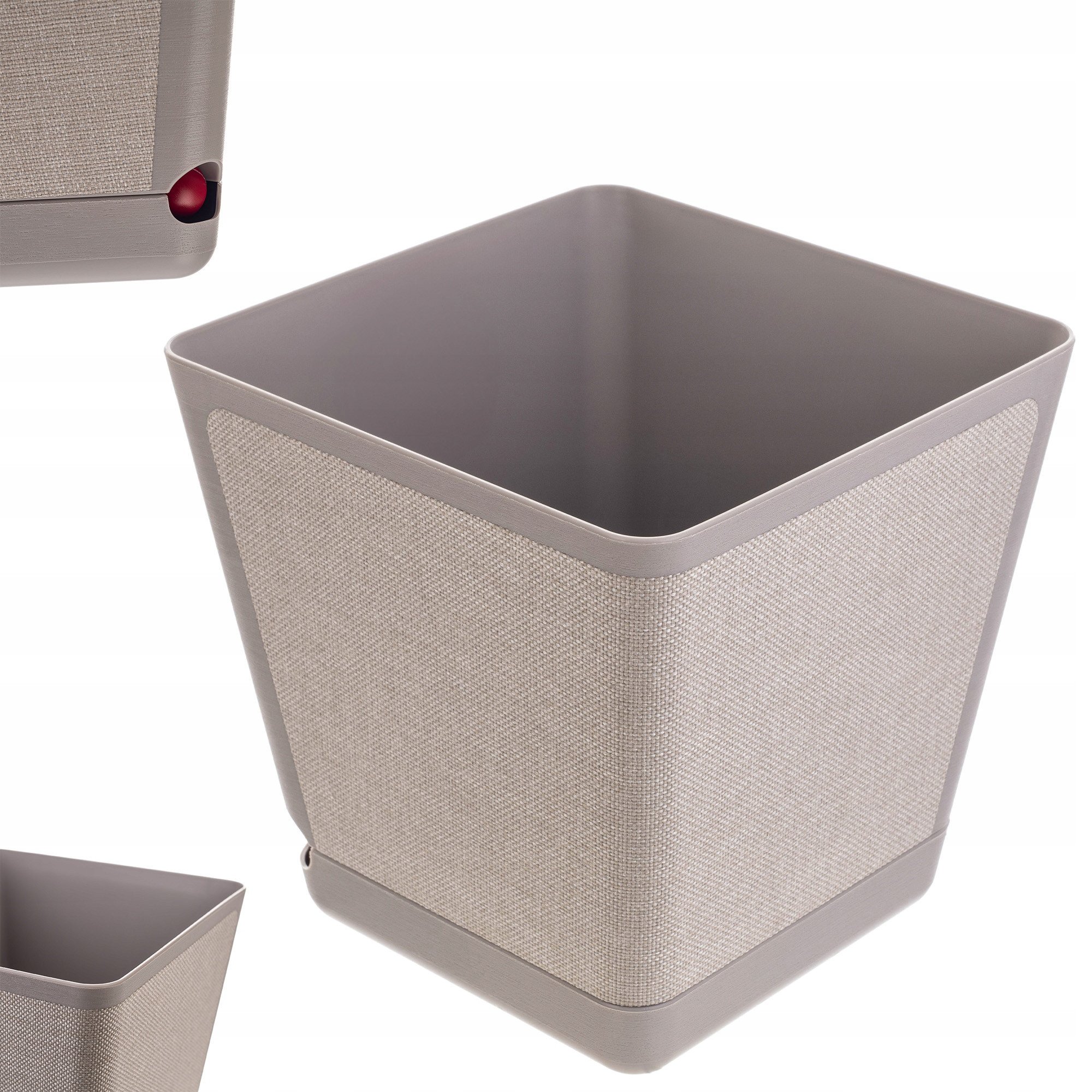 KADAX Doniczka Donica Na Kwiaty Osłonka Wysoka 24 cm Beżowa Z Podstawką