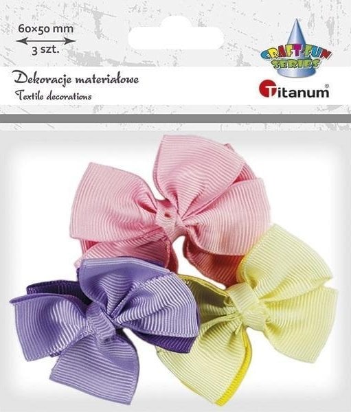 Titanum Aplikacje materiałowe kokardki 60x50mm 3szt