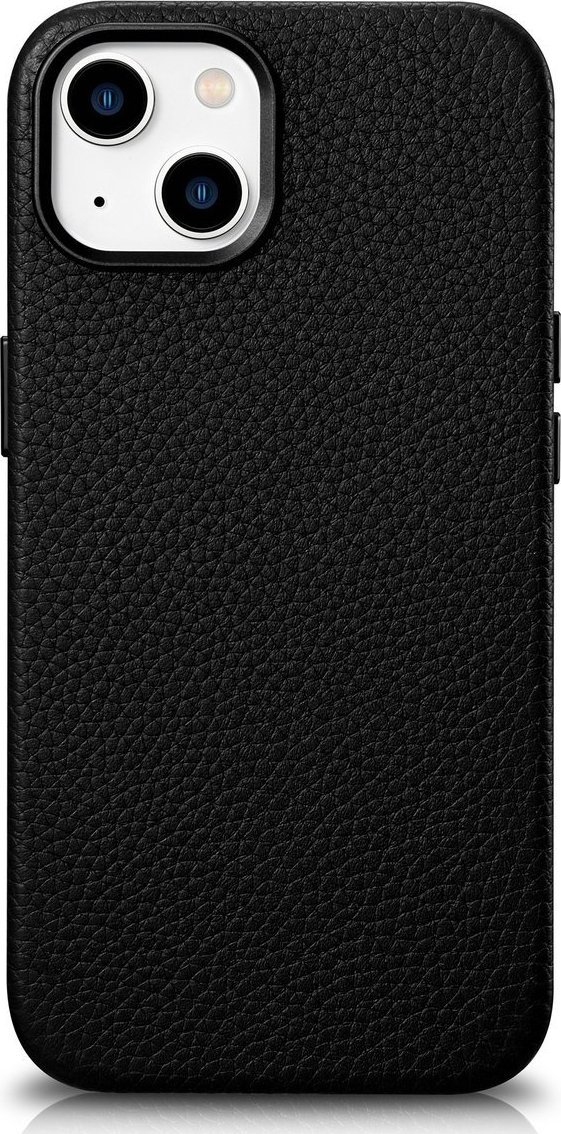 iCarer iCarer Litchi Premium Leather Case skórzane etui iPhone 14 Plus magnetyczne z MagSafe czarny (WMI14220711-BK)