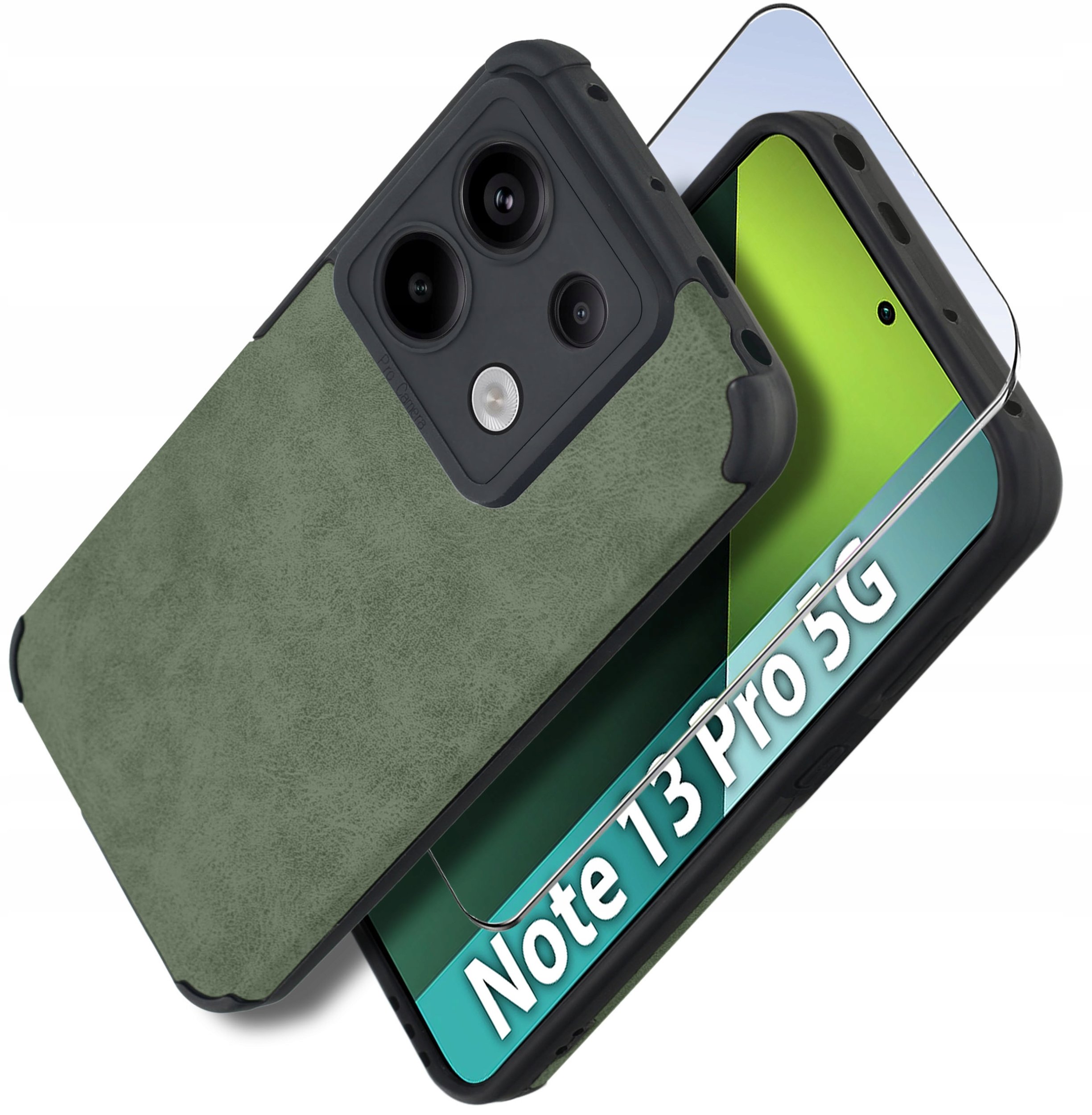 Etui do Xiaomi Redmi Note 13 Pro 5G silikonowe SKÓRZANE VINTAGE + Szkło 9H