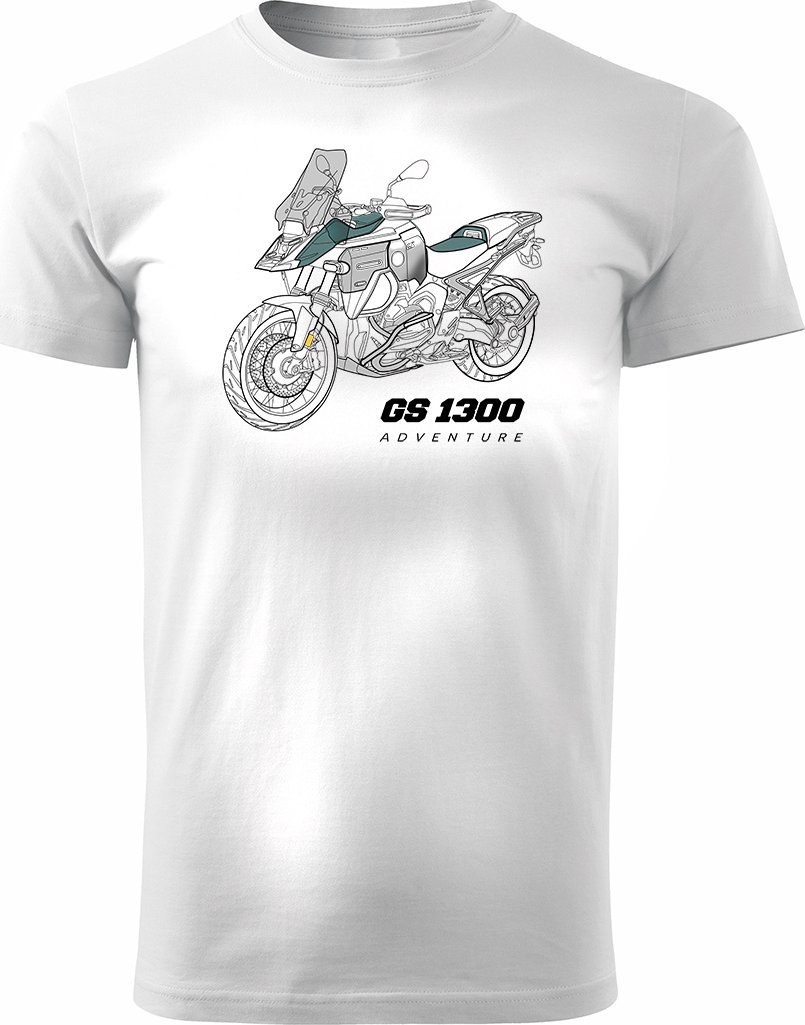 Topslang Koszulka motocyklowa z motocyklem na motor BMW GS R 1300 Adventure męska biała REGULAR M