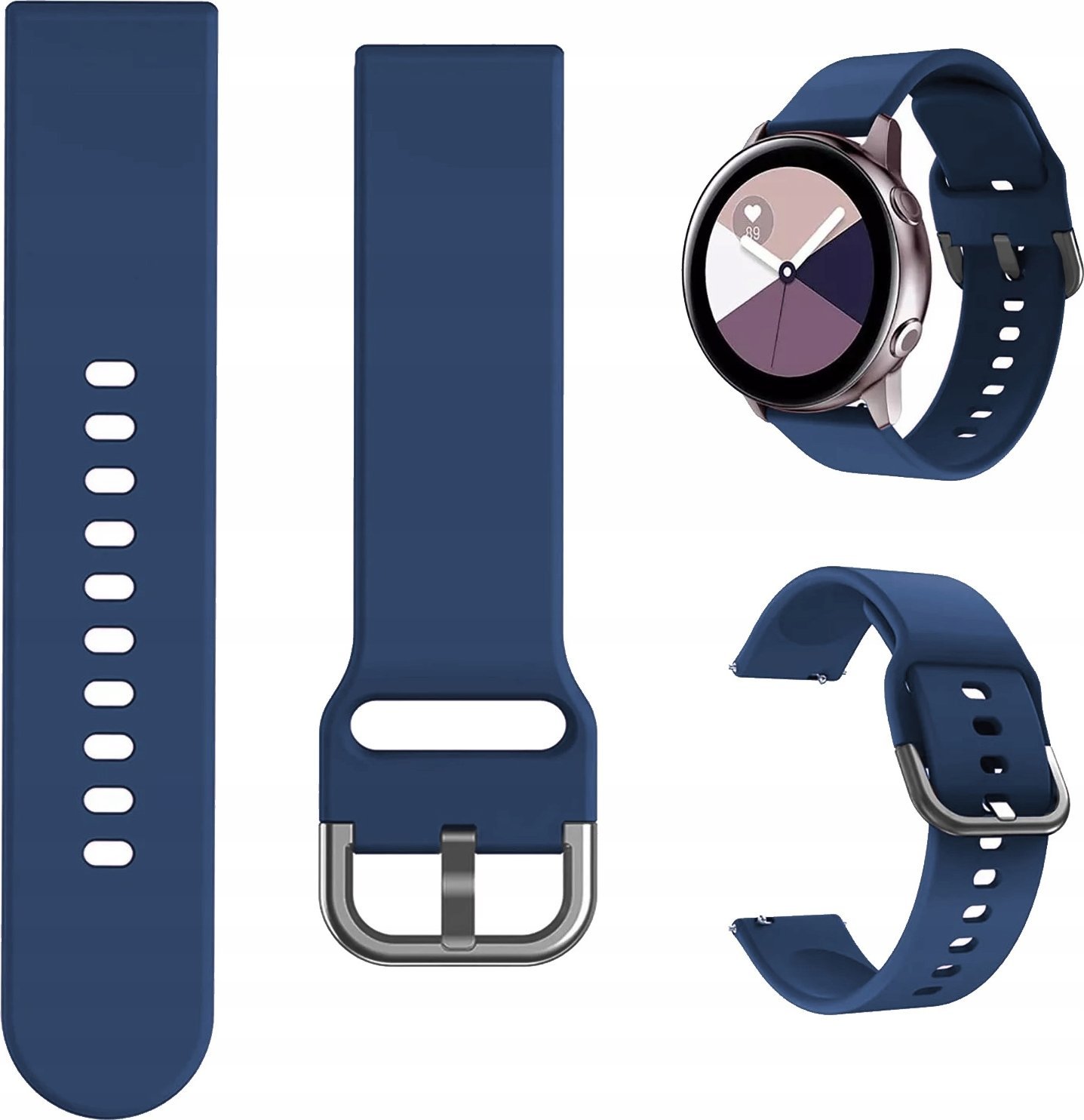 Hello Case PASEK OPASKA 20 MM SILIKON DO ZEGARKA SMARTWATCH UNIWERSALNY GRANATOWA