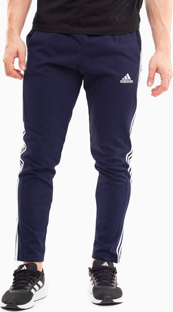 Adidas Spodnie męskie adidas Essentials Single Jersey Tapered Open Hem 3-Stripes granatowe IC0045 L