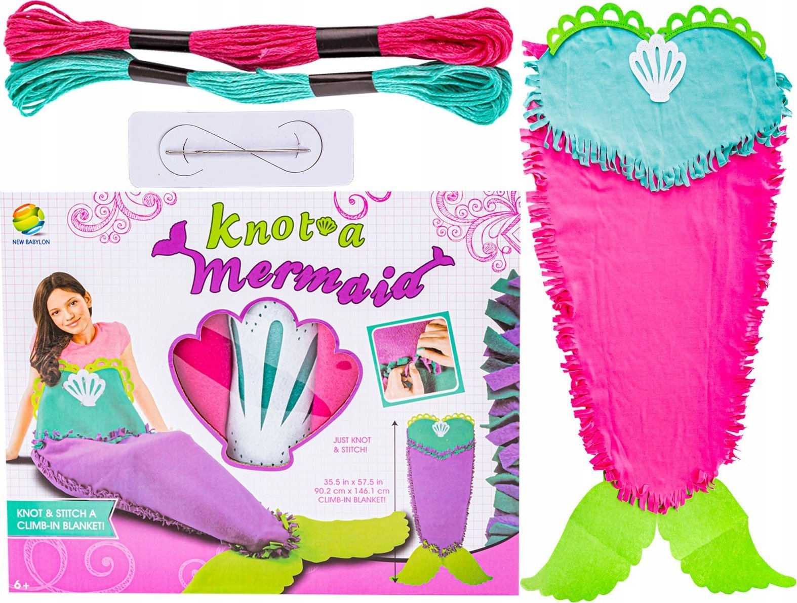 Zestaw Kreatywny, Wyszywanka, Pluszowy KOCYK, ŚPIWÓR Do Szycia DIY SYRENKA