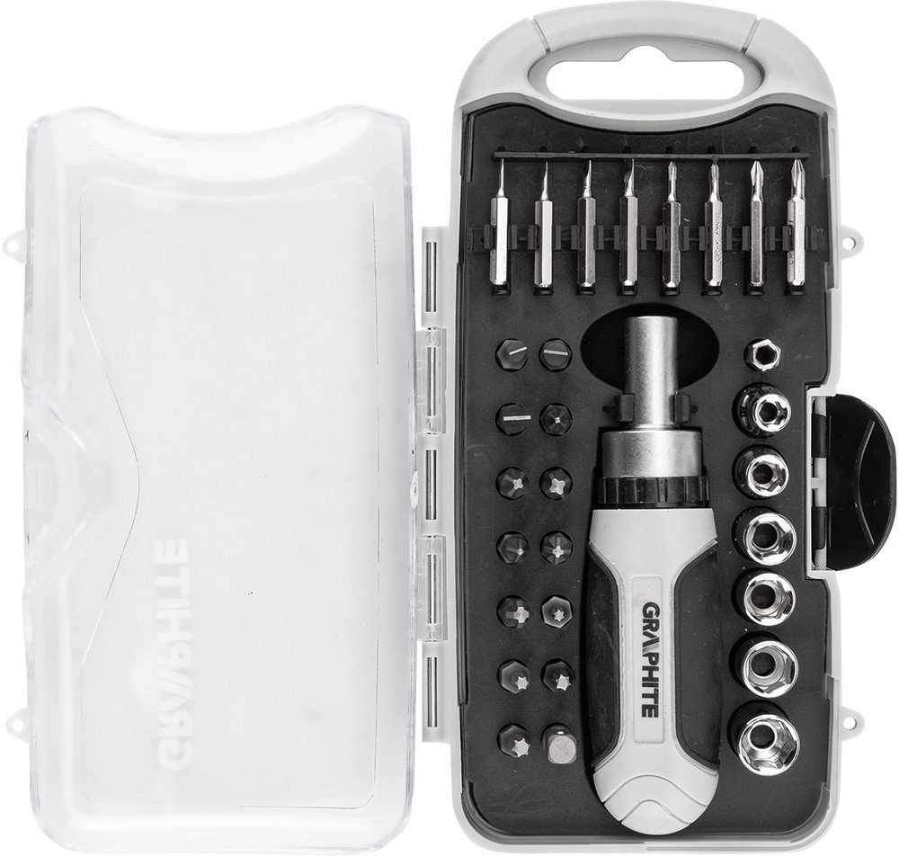 Zestaw bitów i bitów precyzyjnych z uchwytem magnetycznym z grzechotką 115 mm, 30 szt.