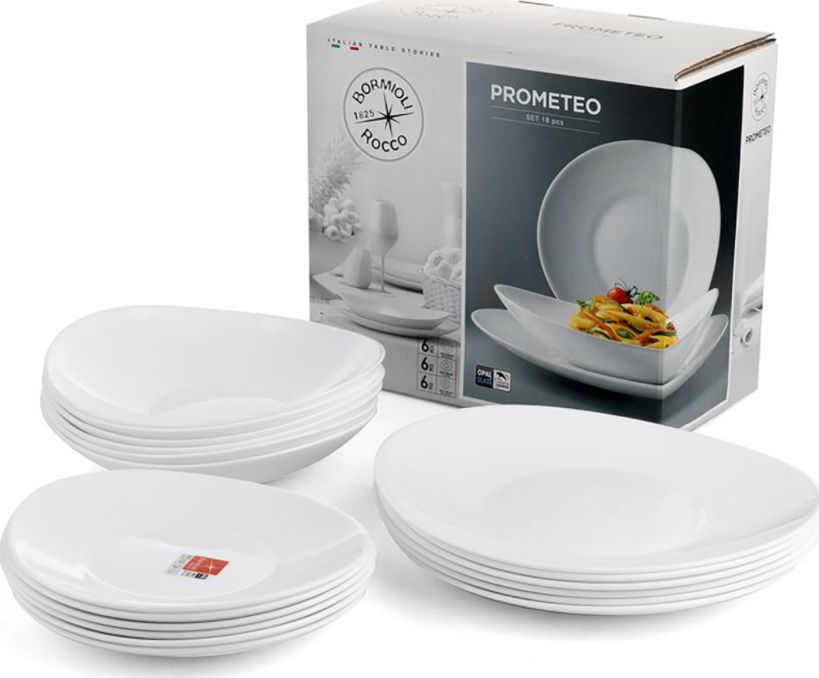 Fl1 Zestaw obiadowy Prometeo dla 6 osób/18 części Bormioli Rocco kod: 3DB-KPL-6/18/PROM + Z NAMI NIE RYZYKUJESZ - NATYCHMIASTOWA WYSYŁKA !!