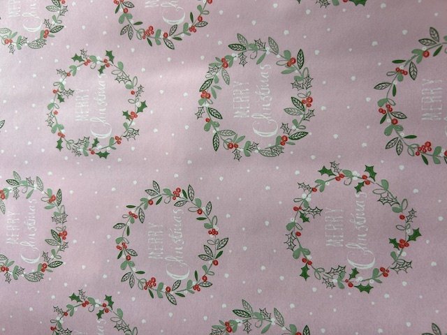 Papier świąteczny do pakowania różowy merry christmas 70cmx2m 353m70