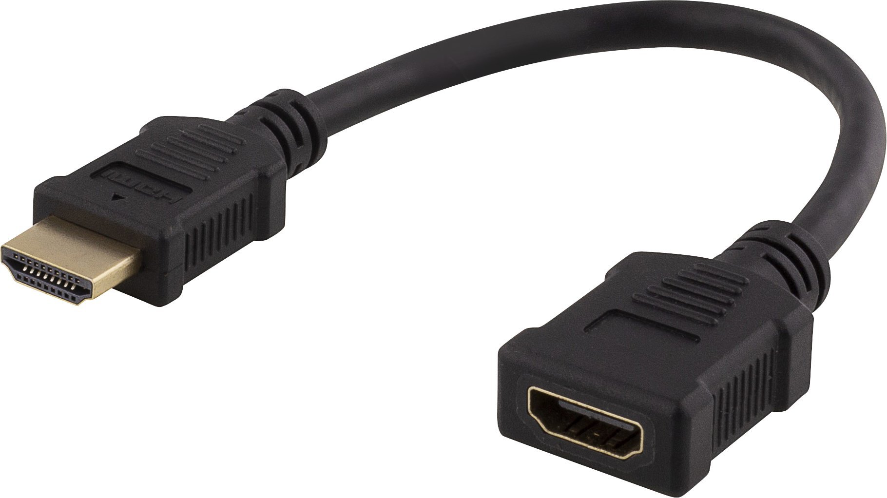 DELTACO Flexible HDMI adapter, 0,2m, HDMI M/F, UHD, black