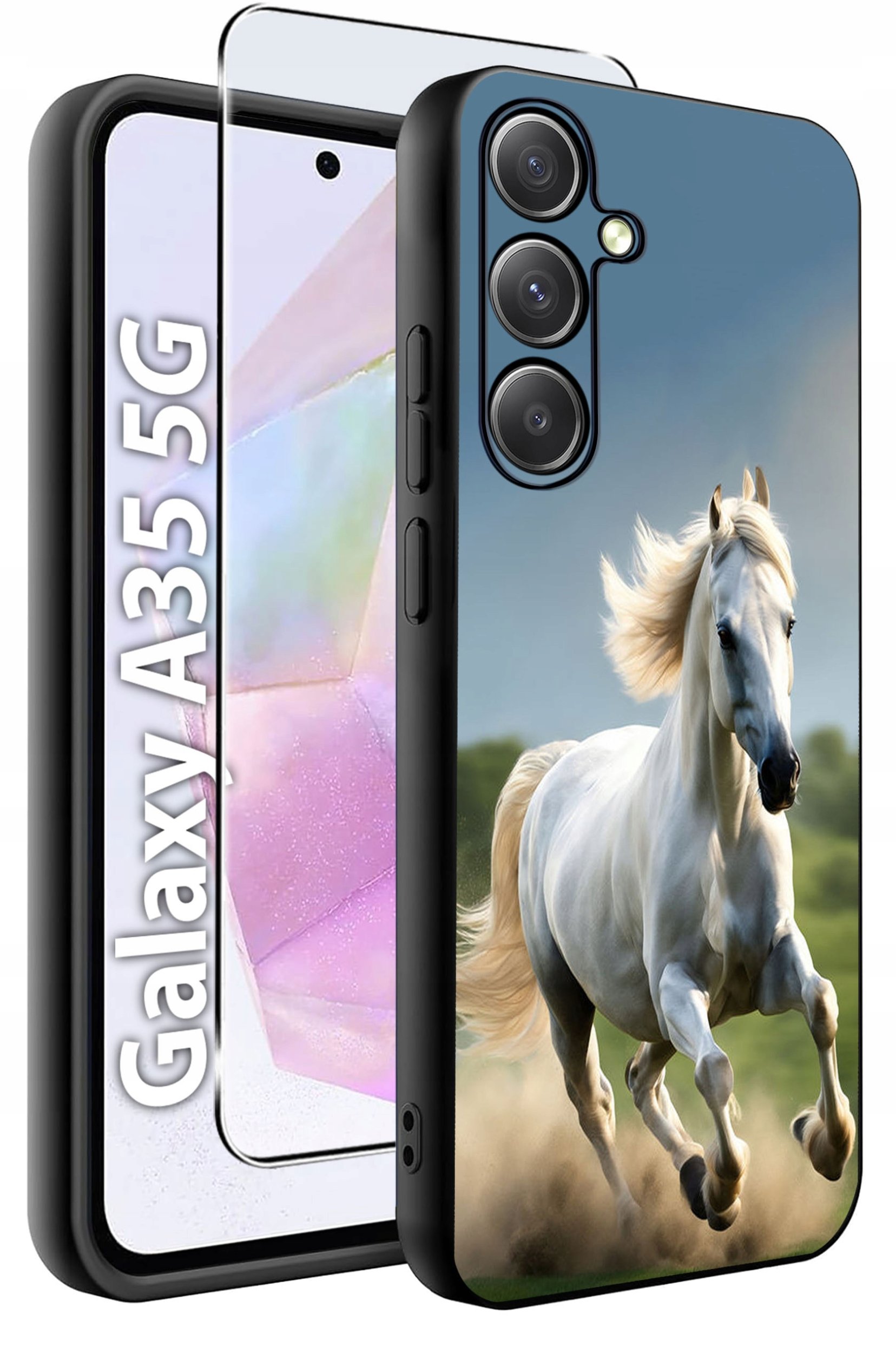 ETUI do Samsung A35 5G WZORY | SILIKONOWE MATT CASE + SZKŁO HARTOWANE 9H