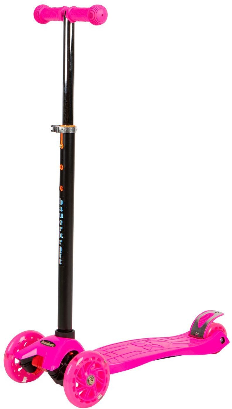 Różowa balansowa hulajnoga składana trójkołowa ze świecącymi kołami LED