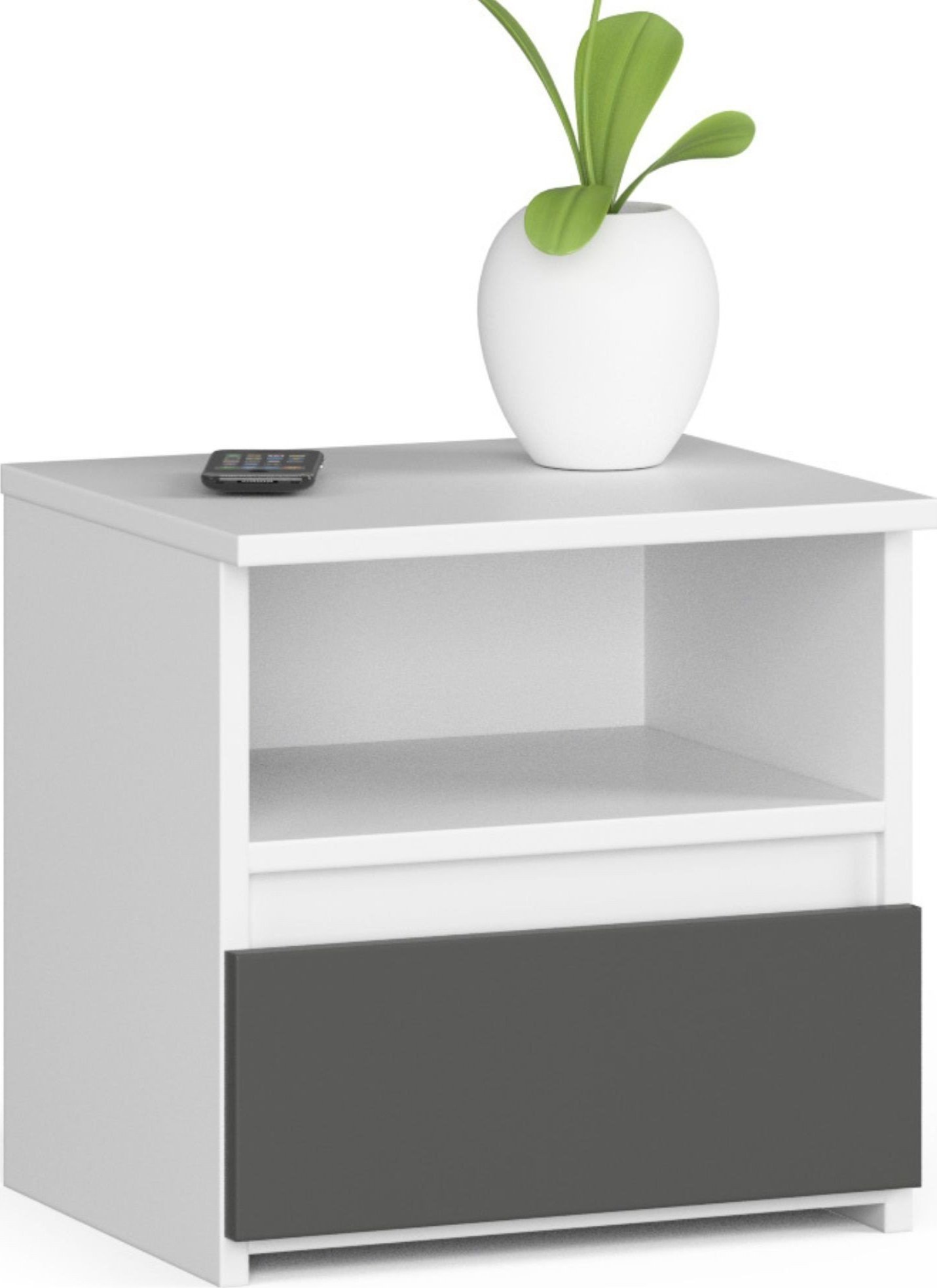 Fabryka Mebli Akord Szafka nocna CL1 40 cm 1 szuflada - biała - grafit szary