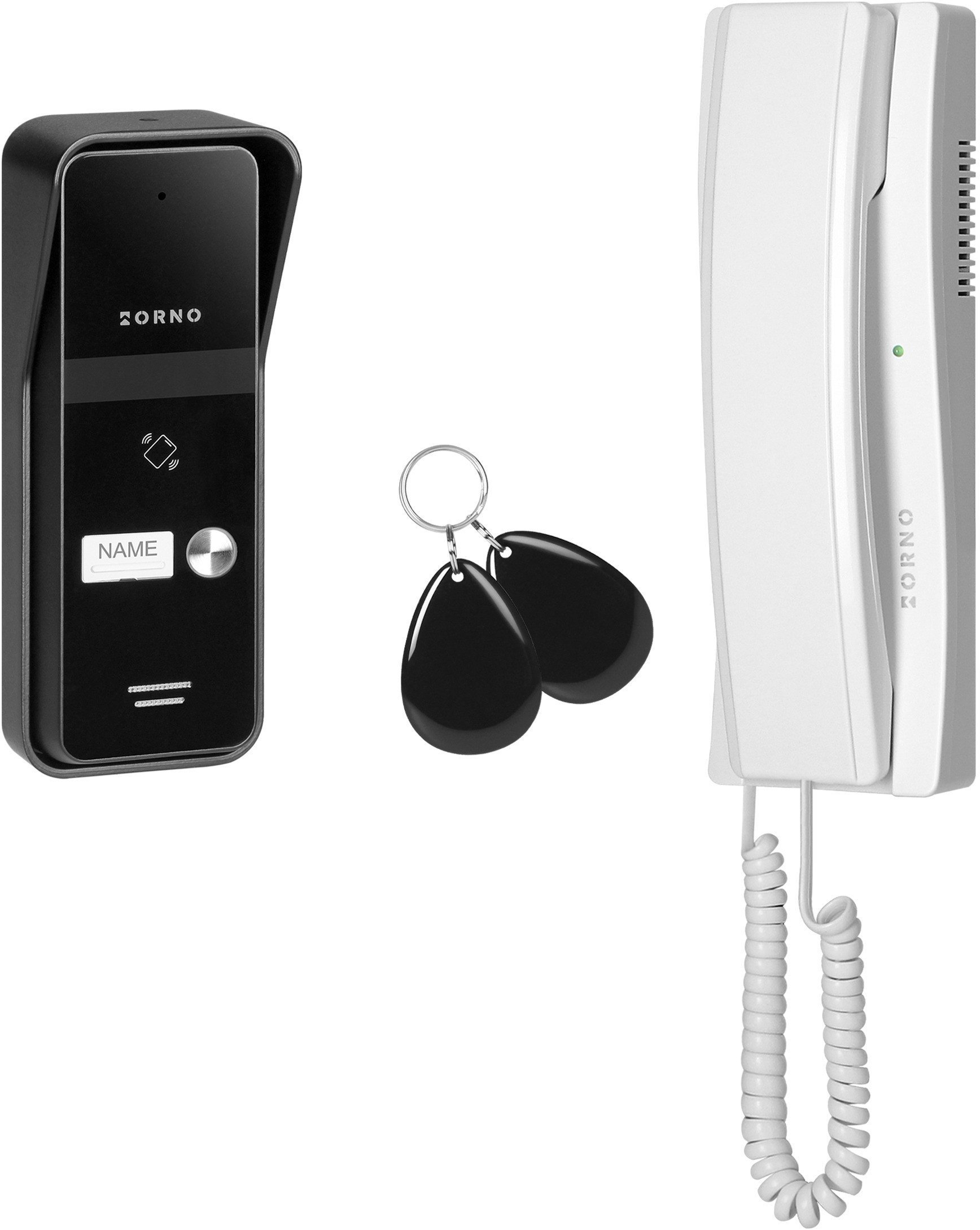 ENIR, zestaw domofonowy jednorodzinny, 2-żyłowy, z czytnikiem breloków, biały