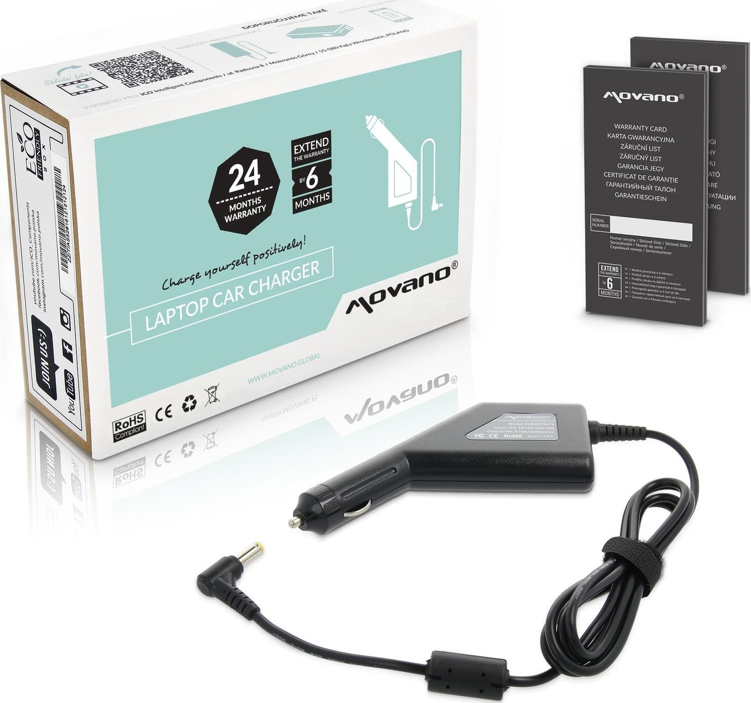 Zasilacz do laptopa Movano Zasilacz samochodowy Movano 19v 4.74a (5.5x1.7) 90W do Acer