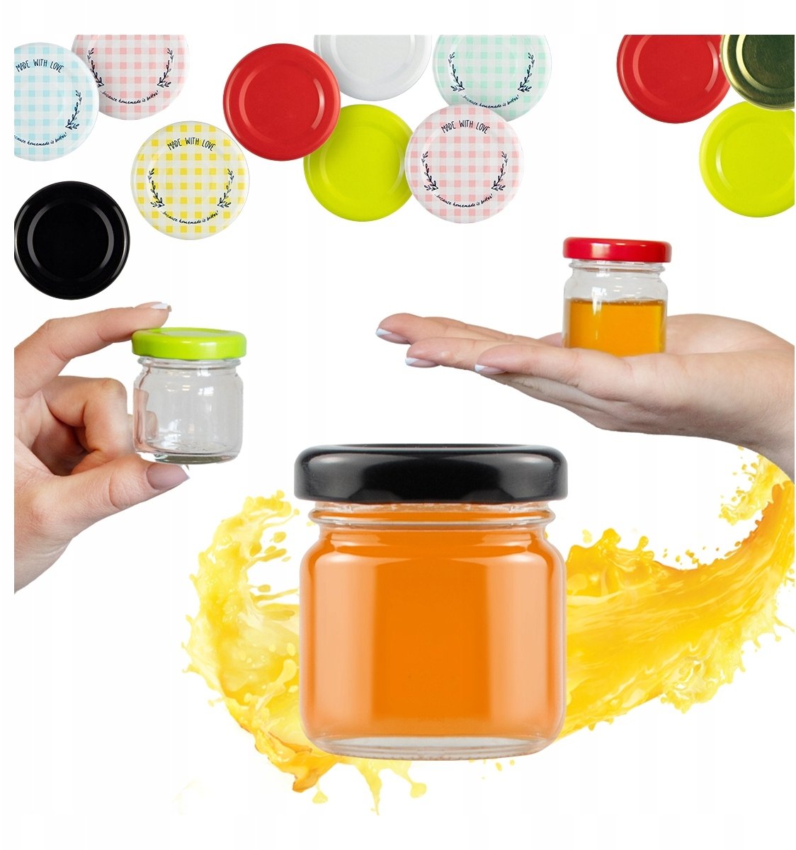 SŁOIK 40ML Z ZAKRĘTKĄ MIÓD PRZYPRAWY ZIOŁA ŚWIECZKI KONFITURY DŻEM WESELE