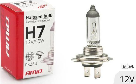 AMiO Żarówka halogenowa H7 12V 55W filtr UV (E4)