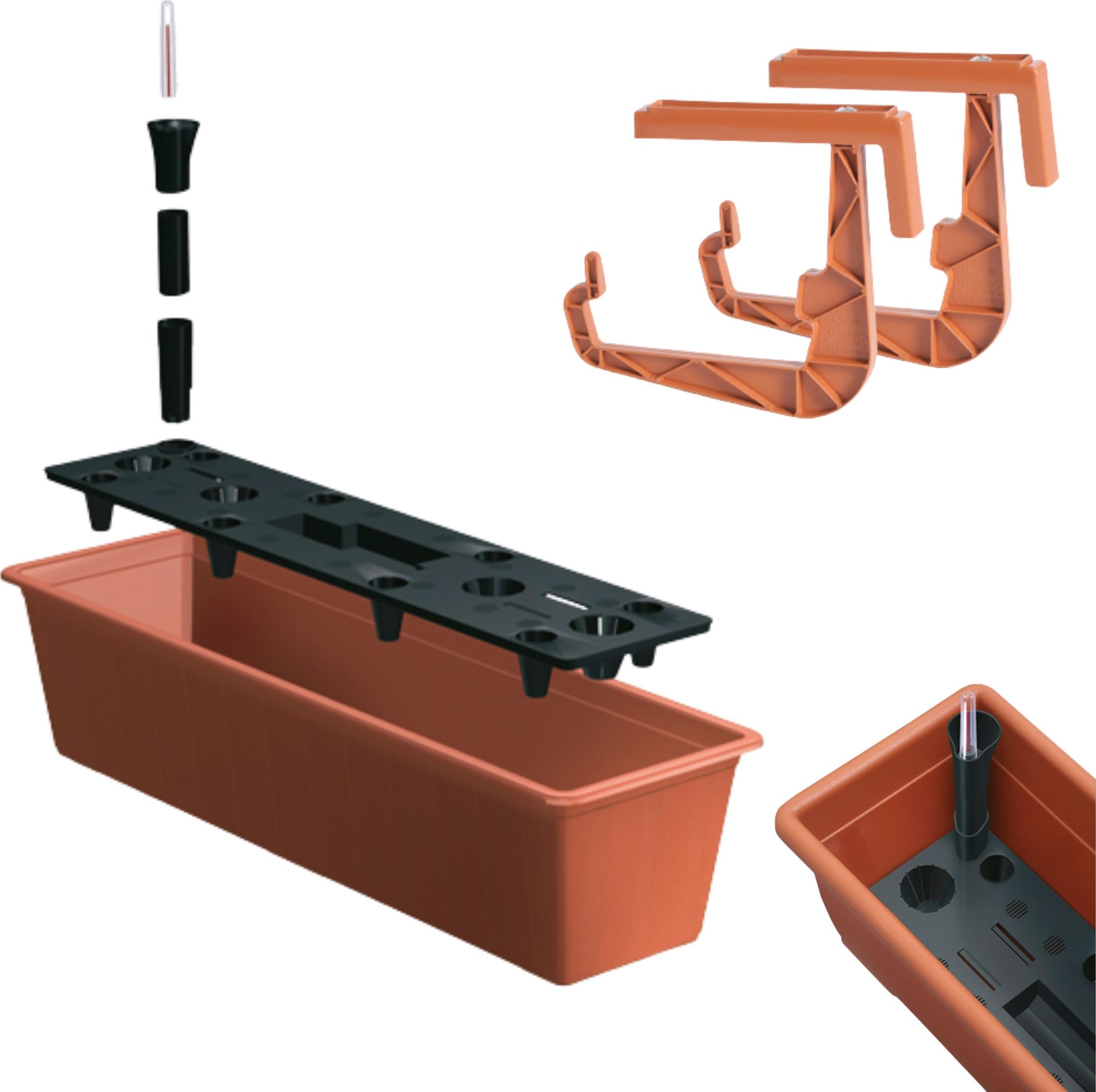 Prosperplast Skrzynka balkonowa z nawadnianiem IS6CAN Doniczka na balkon + Uchwyty