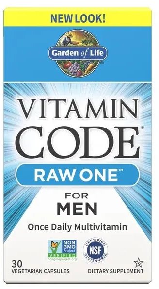 Garden of Life - Multiwitaminy dla Mężczyzn, Vitamin Code RAW ONE, 30 kapsułek roślinnych