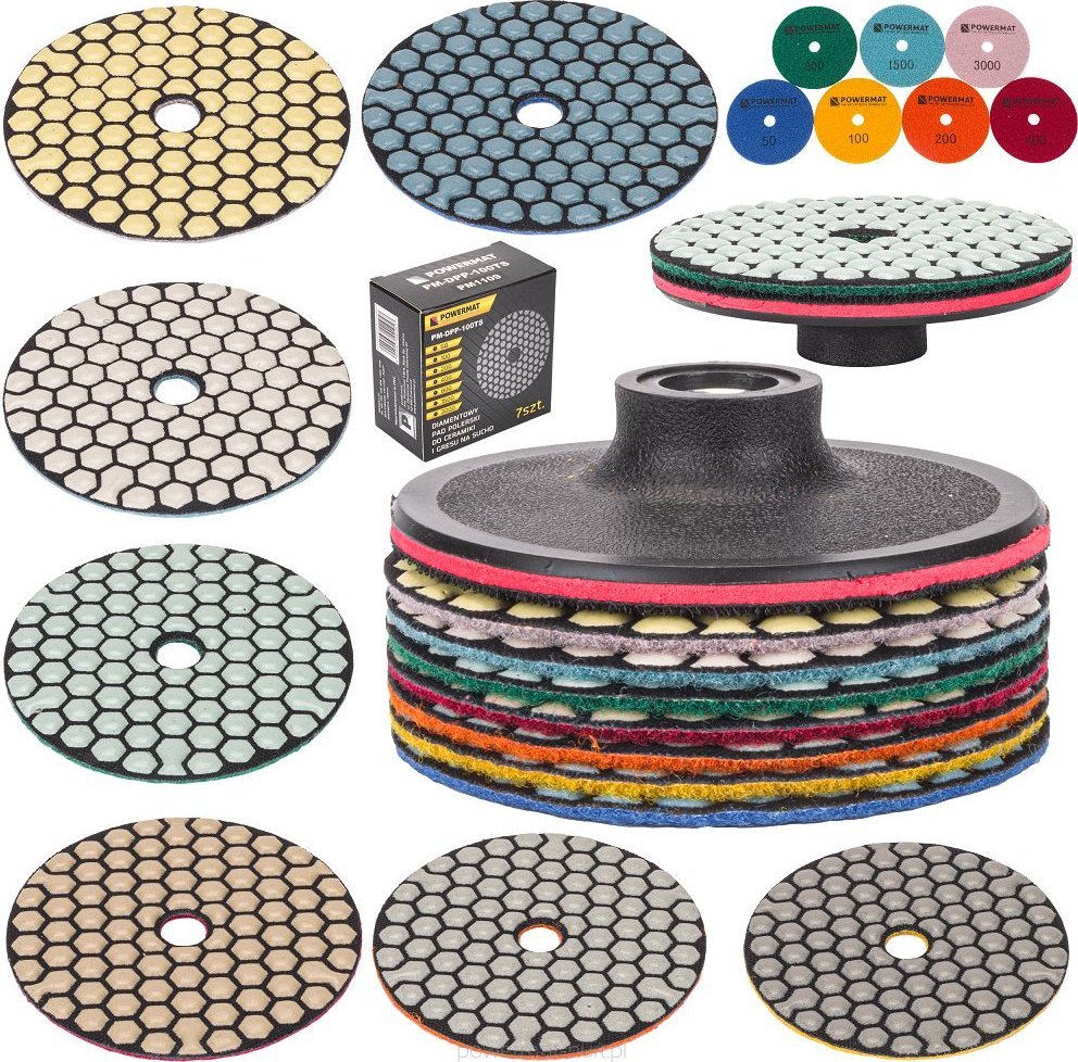 Powermat Tarcza diamentowa zestaw do szlifowania gresu dysk Powermat PM-DPP-100TS