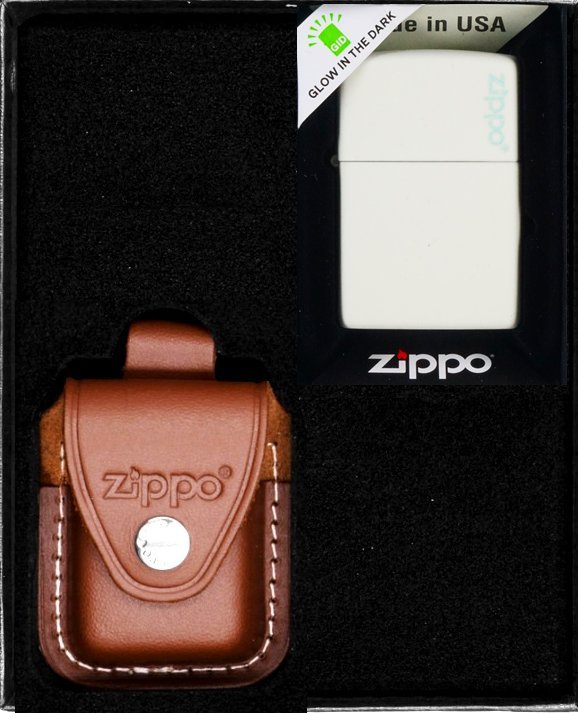 Zestaw ZIPPO Zapalniczka GLOW IN DARK LOGO Prezentowy No2