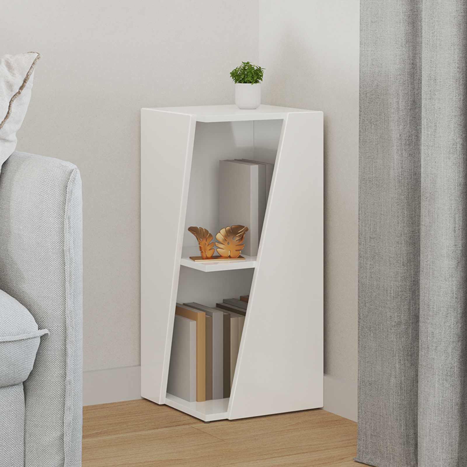 vidaXL Półka boczna Wysoki połysk biały 33 x 32 x 70,5 cm