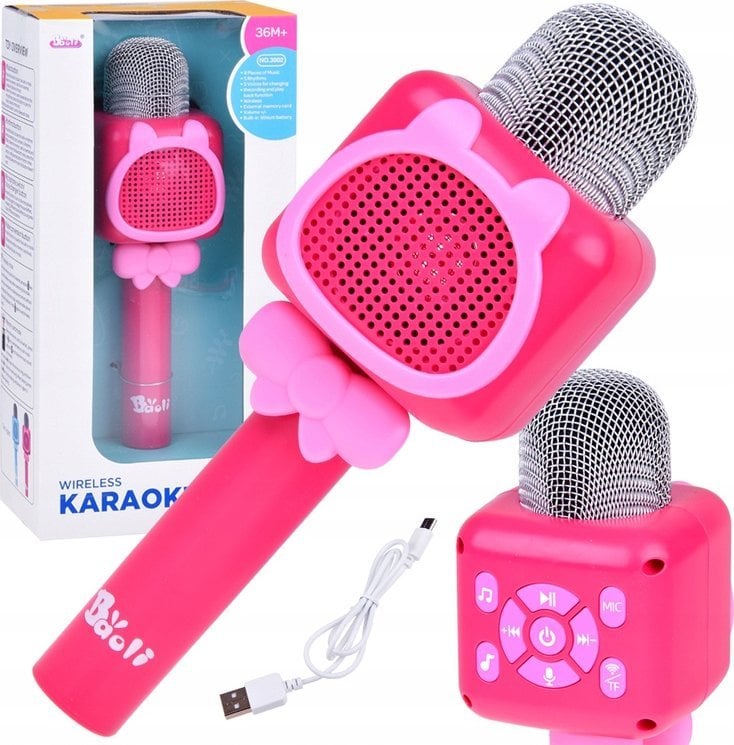 Mikrofon Jokomisiada Bezprzewodowy Mikrofon dla dzieci KARAOKE nagrywanie Bluetooth IN0168