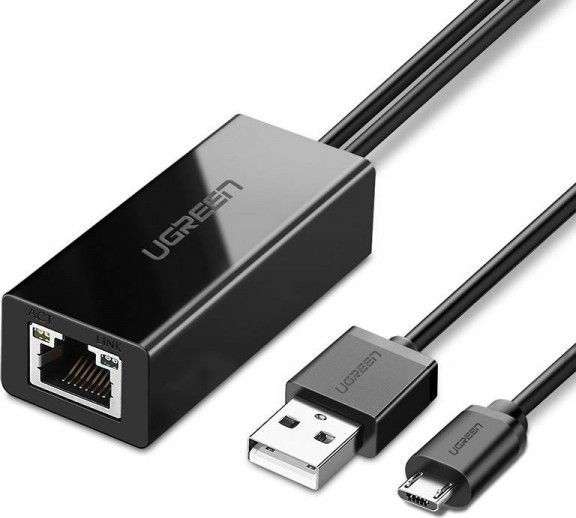 Ugreen Adapter sieciowy UGREEN 30985 Micro USB do RJ45, do TV sticków i Chromecastów (czarny)